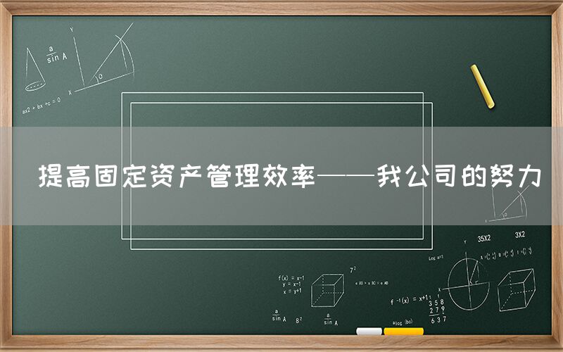  提高固定资产管理效率——我公司努力
